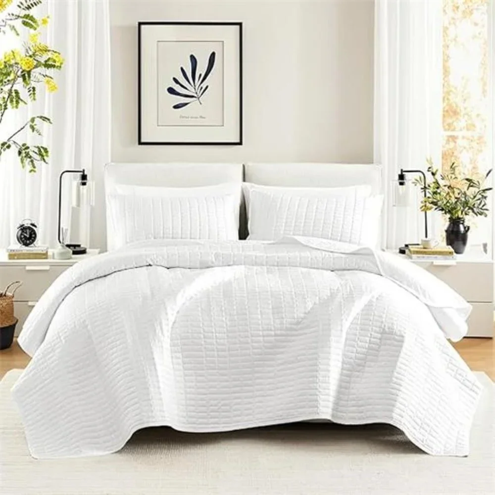 Comfort Spaces Kienna Quilt Set- Double Sided Stitching Design Summer Blanket
